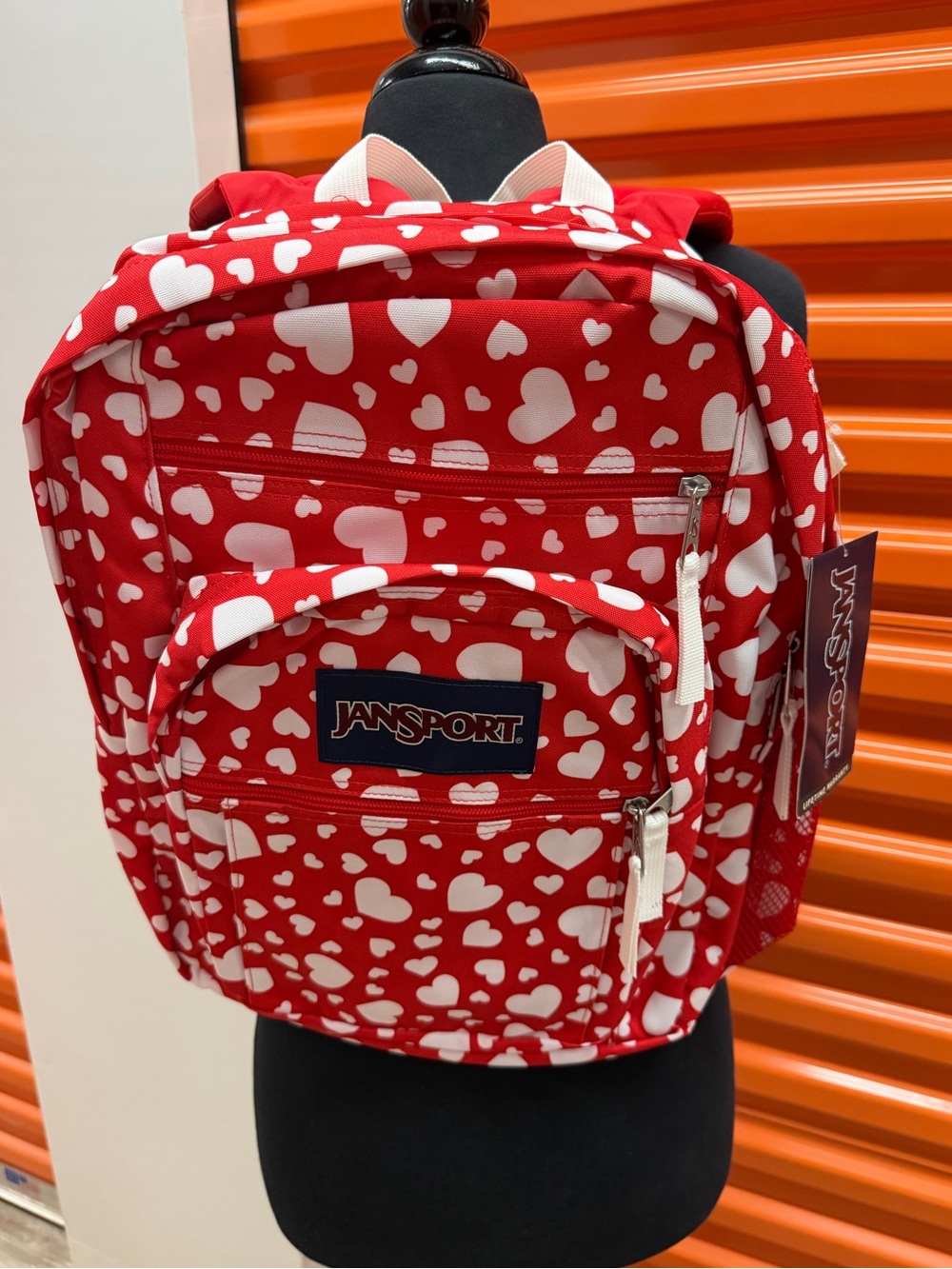 NWT JanSport Big Student Red Heart Print Backpack